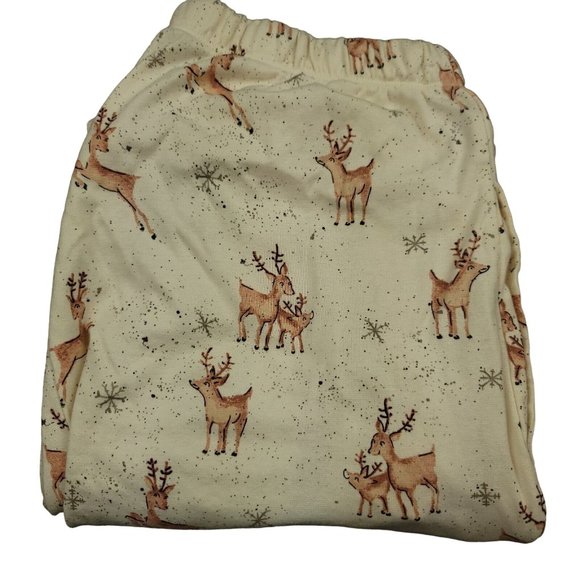 Burts Bees Baby Pajama Pants Womens L Christmas Print Straight‎ Pockets Reindeer - Picture 4 of 10